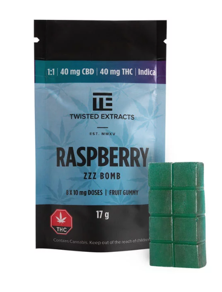 Twisted Extracts – Blue Raspberry 1:1 Zzz Bomb (40mg THC + 40mg CBD)