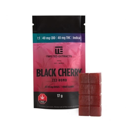 Twisted Extracts – Black Cherry 1:1 Zzz Bomb (40mg THC + 40mg CBD)