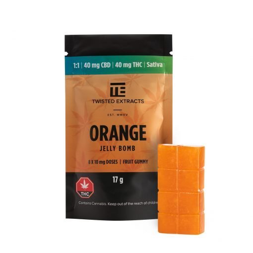 Twisted Extracts – Orange 1:1 Jelly Bomb (40mg THC + 40mg CBD)