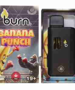 * New Strain * 3 Gram Burn Disposable Vapes – Banana Punch (Hybrid) (3 Gram)